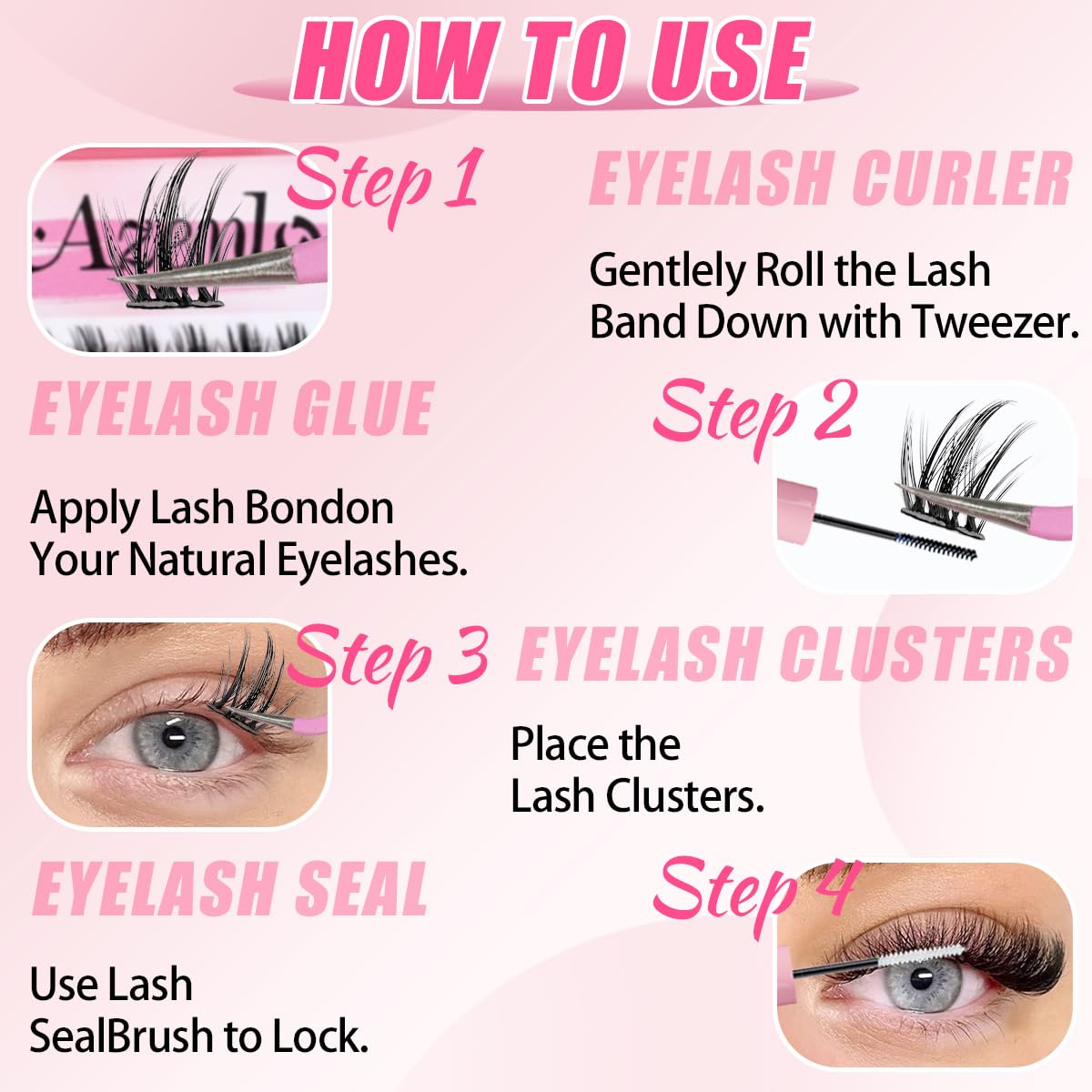 Azenlo lash clusters displayed in packaging