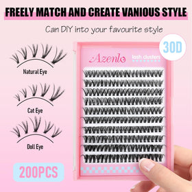 Azenlo lash clusters kit with mixed lengths displayed