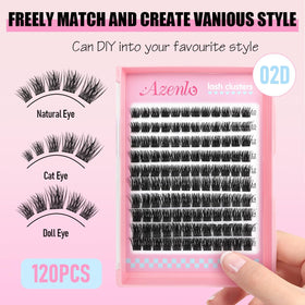 Azenlo lash clusters showing various lengths and curls