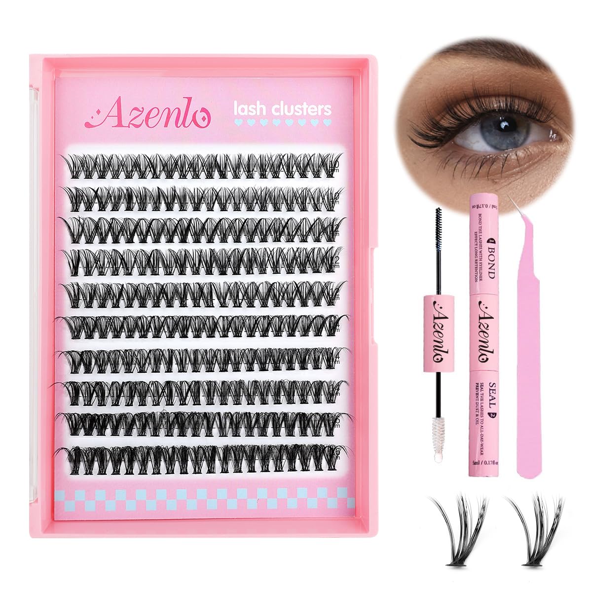 Azenlo Natural Lash Clusters Kit 120 pcs front view