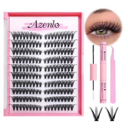 Azenlo Wispy Eyelash Clusters Kit 120 pcs front view