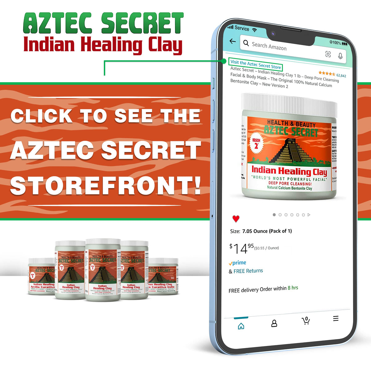 Aztec Secret Indian Healing Clay 32 Oz in a lifestyle setting with application