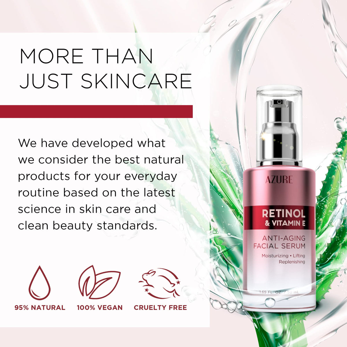 Azure Cosmetics Retinol Serum 1.69 oz packaging detail