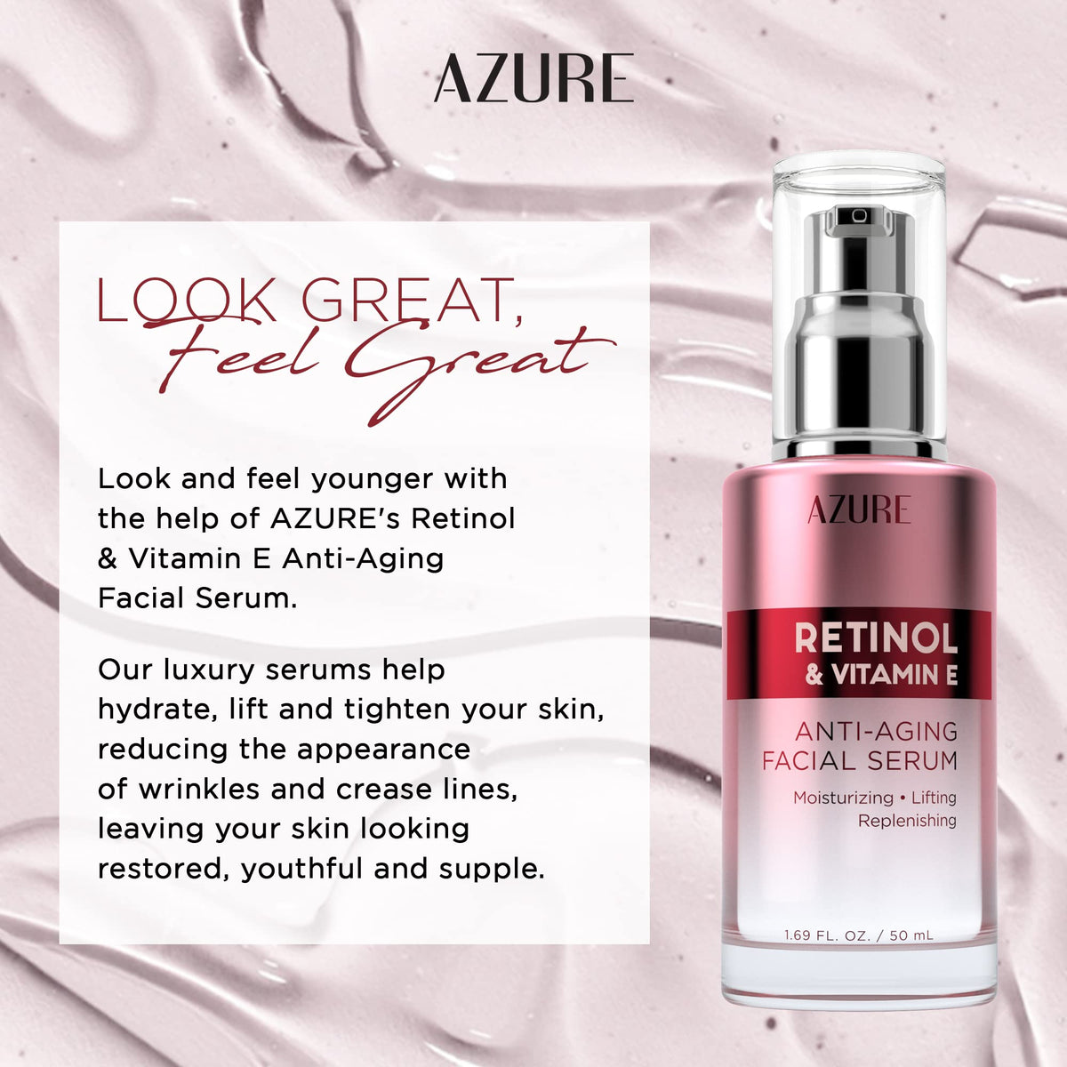 Azure Cosmetics Retinol Serum 1.69 oz side view