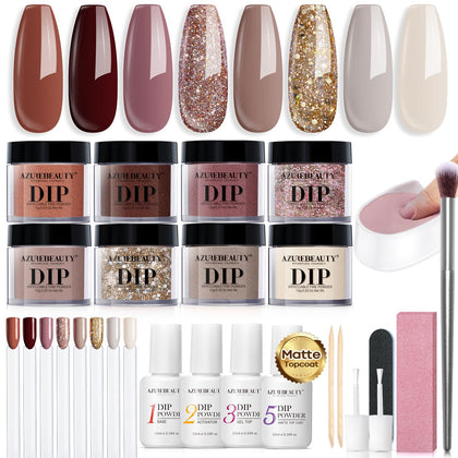 AZUREBEAUTY 30Pcs Dip Powder Nail Kit with 8 colours front view