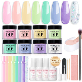 AZUREBEAUTY 30Pcs Dip Powder Nail Kit with pink pastel colours