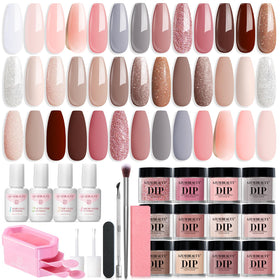 AZUREBEAUTY 31 Pcs Dip Powder Nail Kit with 20 colours and tools