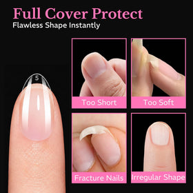 AZUREBEAUTY almond nail tips applied on natural nails