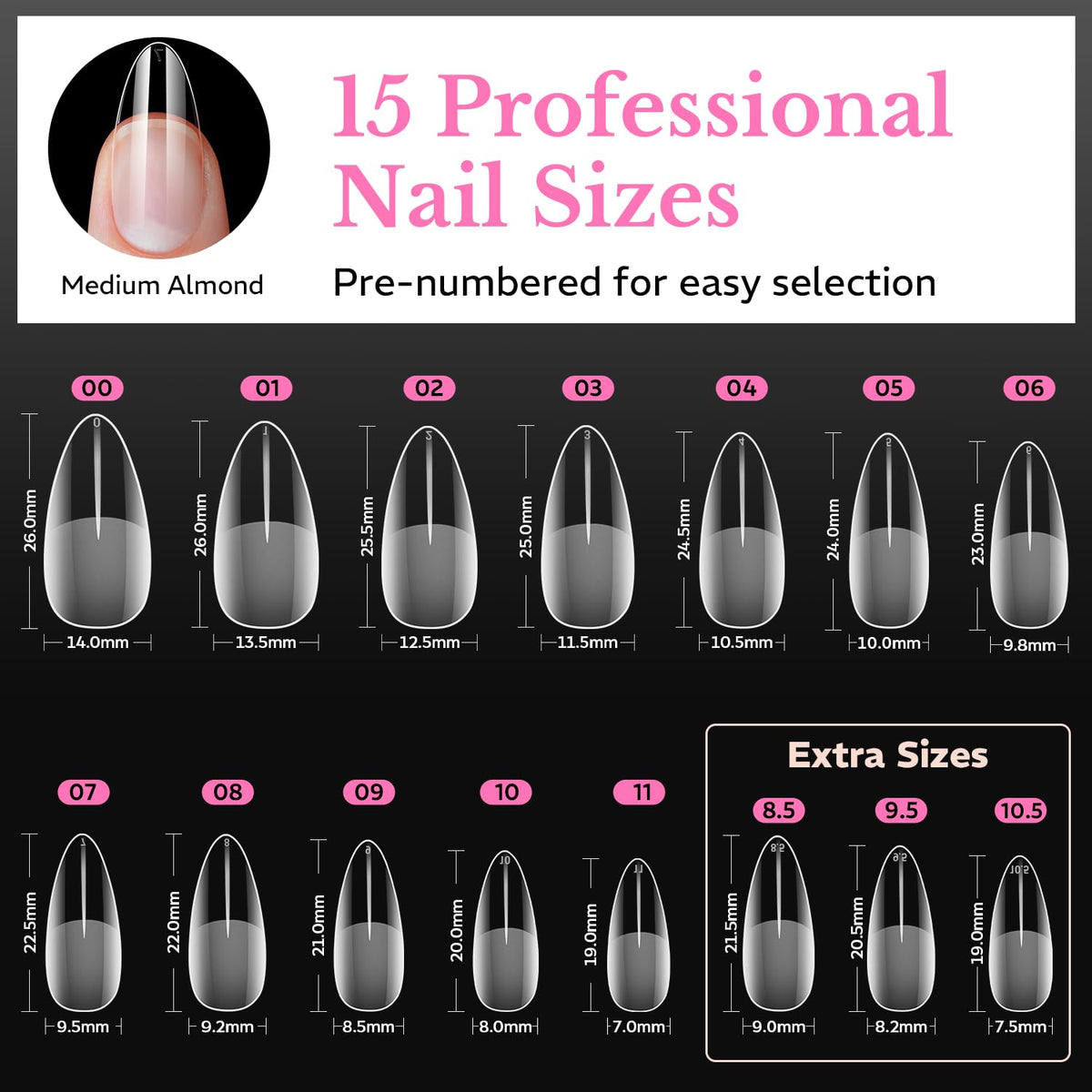 AZUREBEAUTY almond nail tips with a manicure setup