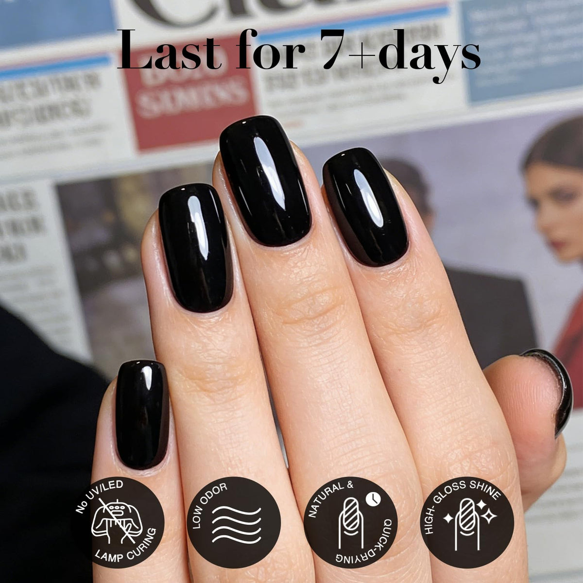 AZUREBEAUTY Black Nail Polish 10ml bottle side view