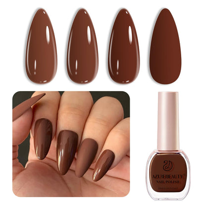AZUREBEAUTY Brown Nail Polish 10ml bottle front view