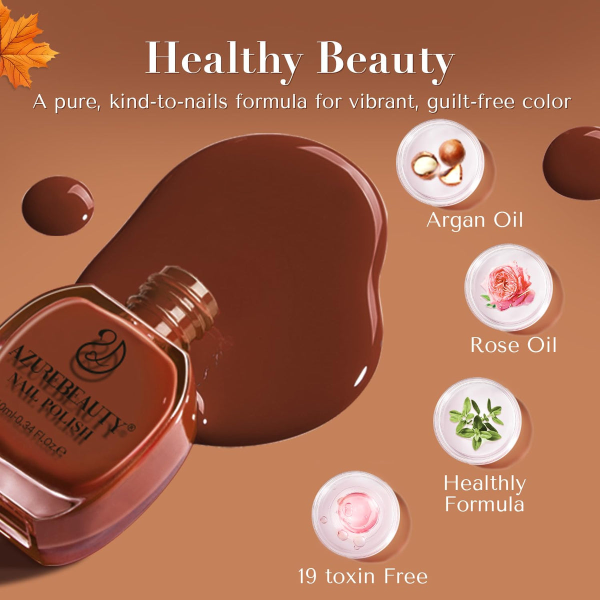 AZUREBEAUTY Brown Nail Polish with top coat