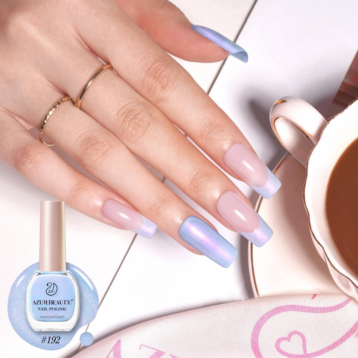 AZUREBEAUTY Celestial Blue Nail Polish close-up showing texture