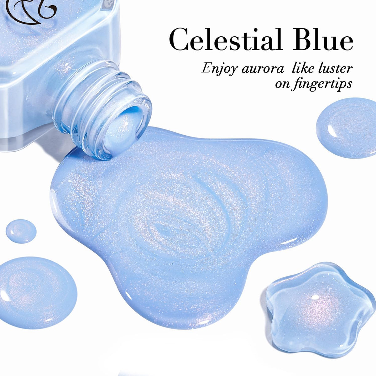 AZUREBEAUTY Celestial Blue Nail Polish on a nail art display