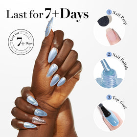 AZUREBEAUTY Celestial Blue Nail Polish with other nail care products