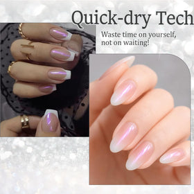 AZUREBEAUTY Chrome Quick Dry Nail Polish Pearl White brush applicator