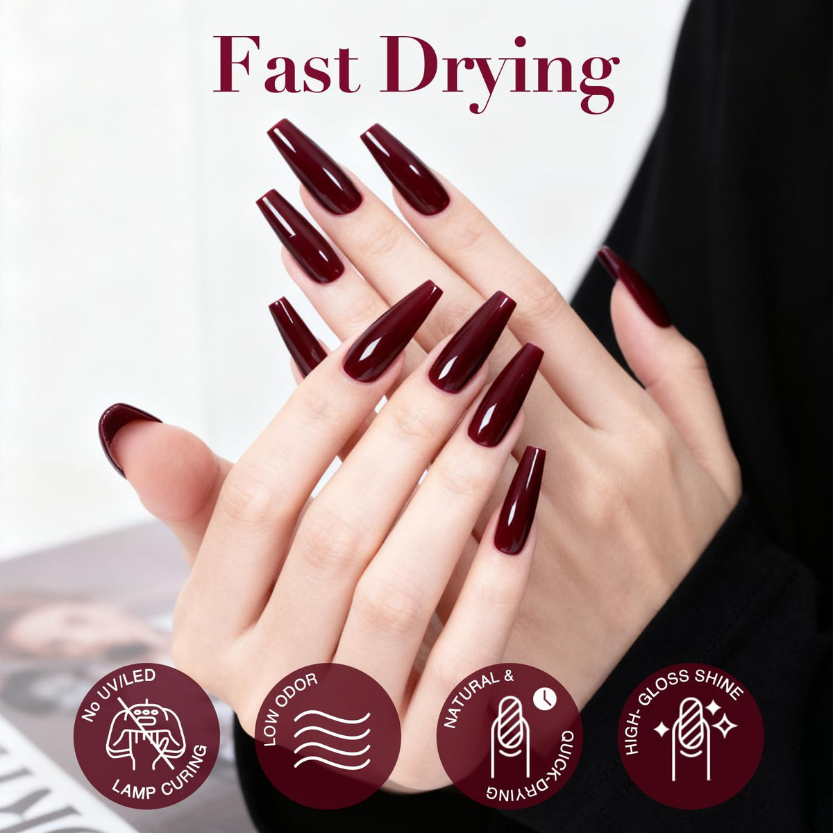 AZUREBEAUTY Dark Red Quick Dry Nail Polish swatch on nails