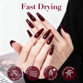 AZUREBEAUTY Dark Red Quick Dry Nail Polish swatch on nails