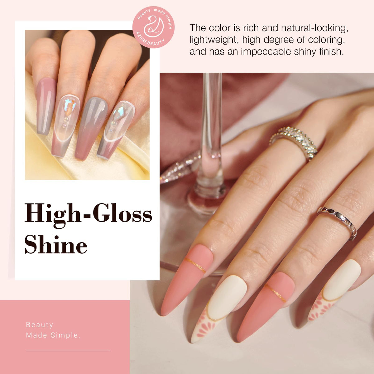 AZUREBEAUTY dip nail liquids including base coat and top coat