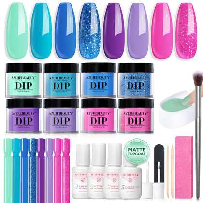 AZUREBEAUTY Dip Nail Powder Starter Kit with 8 vibrant colours