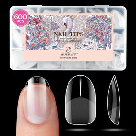 AZUREBEAUTY Extra Short Oval Nail Tips 600pcs front view