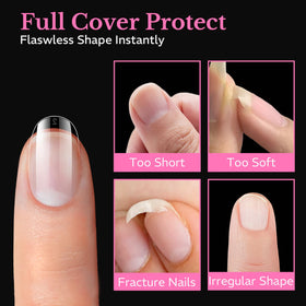 AZUREBEAUTY Extra Short Oval Nail Tips in use on natural nails