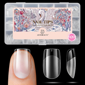 AZUREBEAUTY extra short square nail tips 600pcs front view