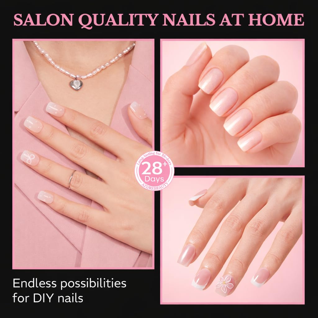 AZUREBEAUTY extra short square nail tips on a nail display