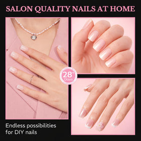 AZUREBEAUTY extra short square nail tips on a nail display