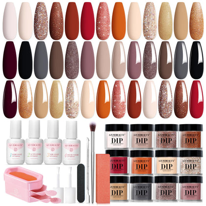 AZUREBEAUTY Fall Dip Powder Nail Kit with 20 colours and tools