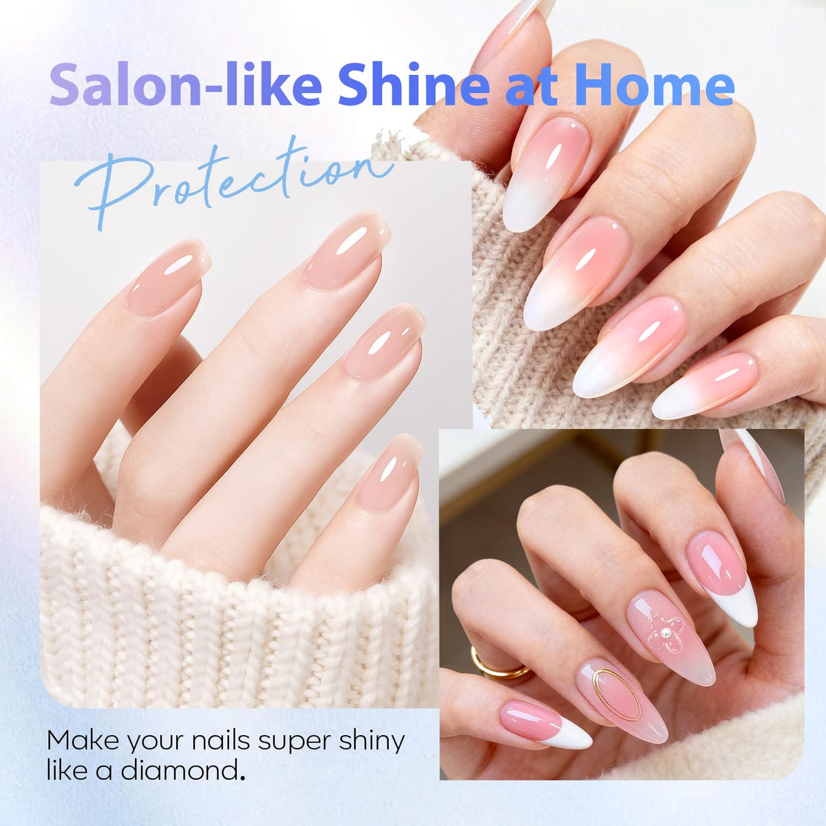 AZUREBEAUTY Gel Base and Top Coat Set 18ml application scene
