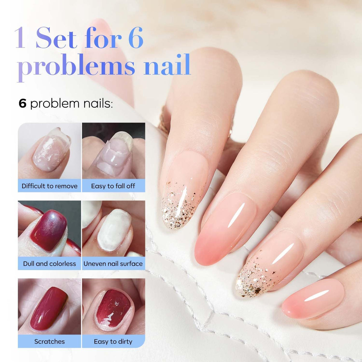 AZUREBEAUTY Gel Base and Top Coat Set 18ml in use on nails