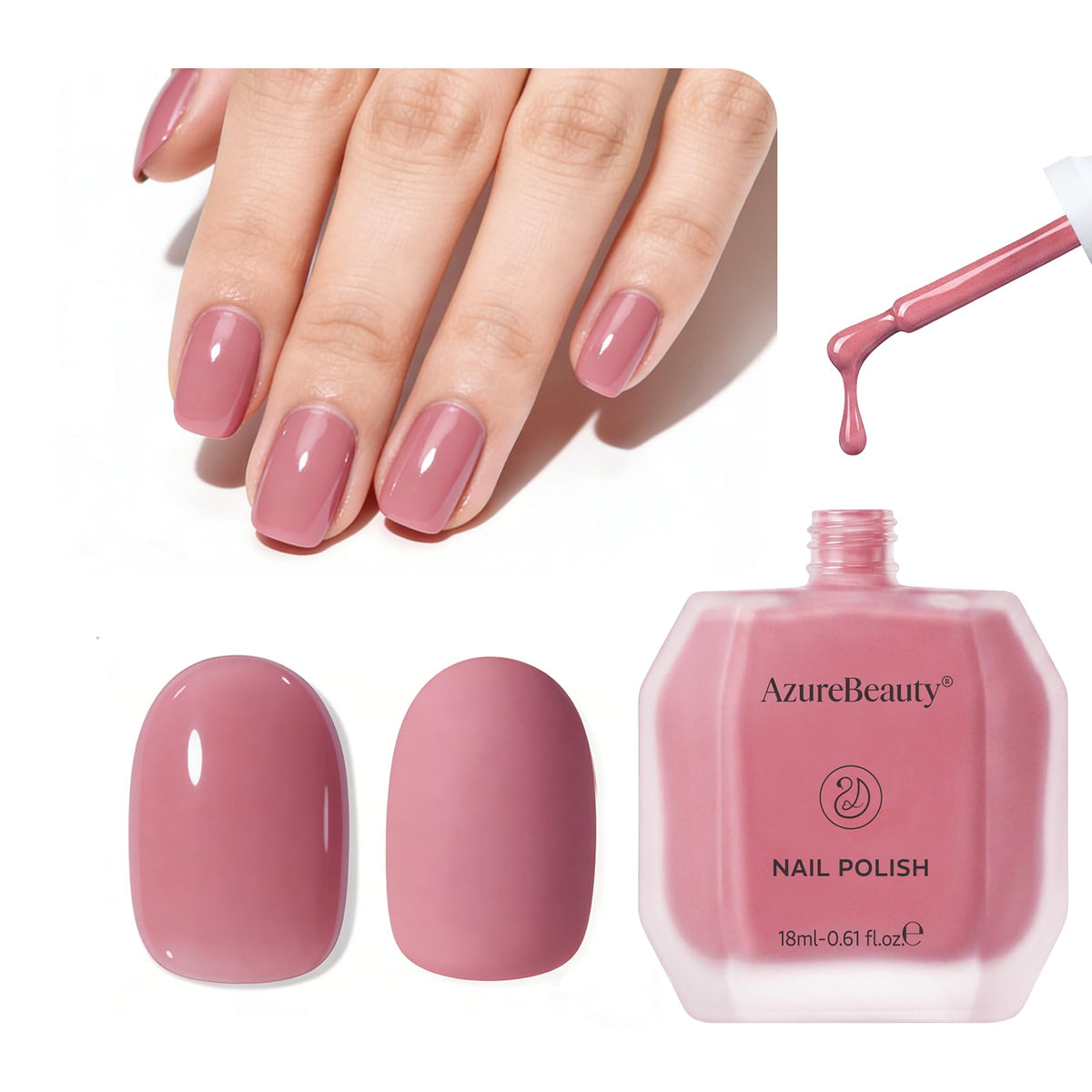 AZUREBEAUTY Hazy Rose Nail Polish 18ml front view