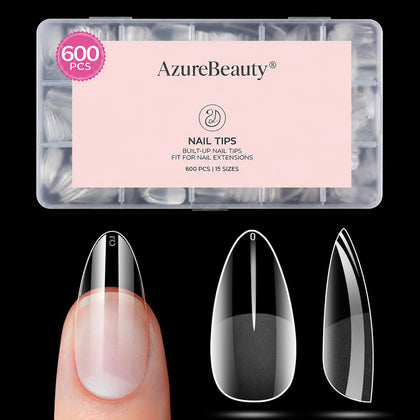 AZUREBEAUTY Medium Almond Nail Tips 600pcs front view