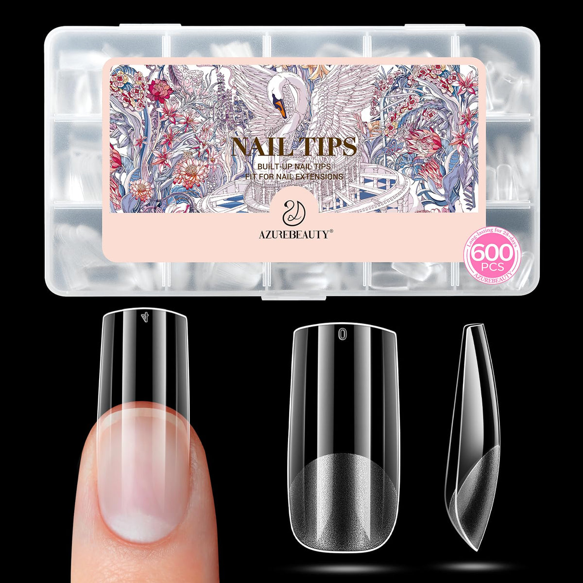 AZUREBEAUTY Medium Square Nail Tips 600pcs front view