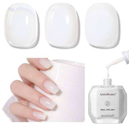 AZUREBEAUTY Milky White Nail Polish 18ml front view