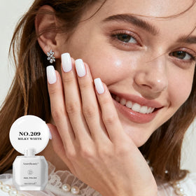 AZUREBEAUTY Milky White Nail Polish glossy finish close-up