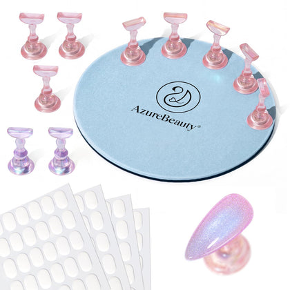 AZUREBEAUTY Nail Stand Set with magnetic holders and round metal base