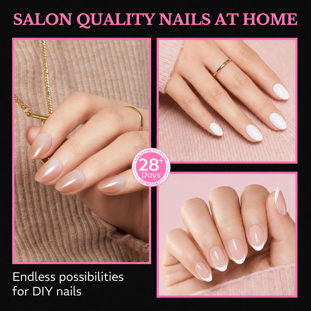 AZUREBEAUTY nail tips assortment showing different sizes