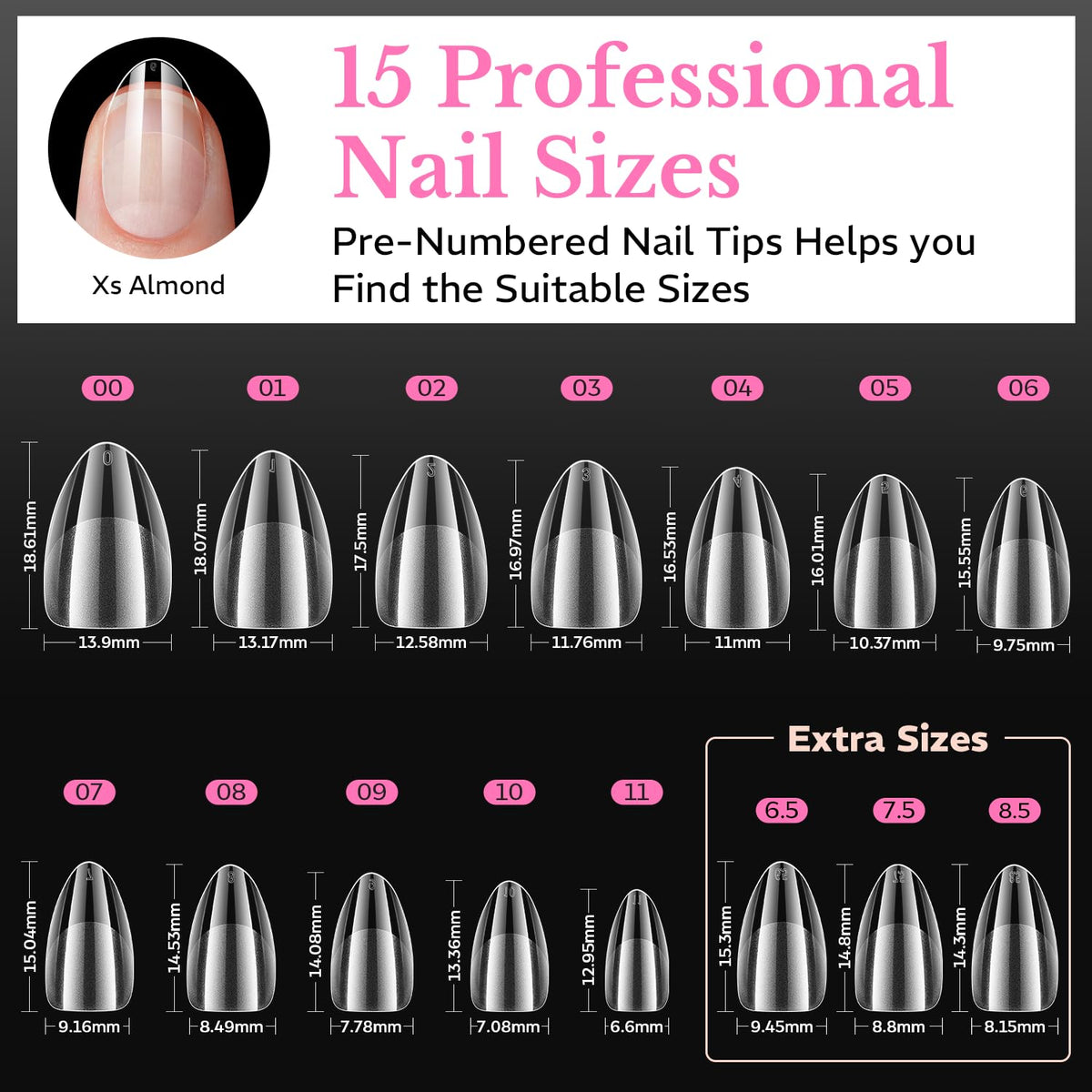 AZUREBEAUTY nail tips demonstrating natural fit effect