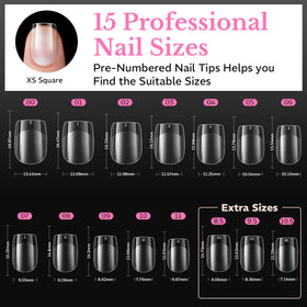 AZUREBEAUTY nail tips in various sizes for easy selection