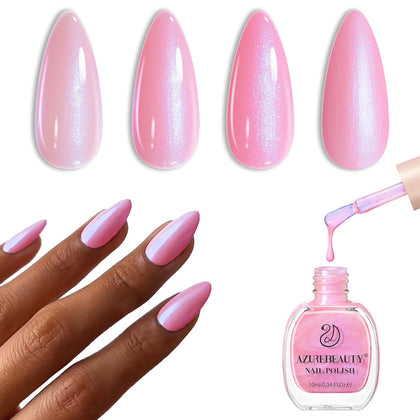 AZUREBEAUTY Pearl Pink Nail Polish 10ml front view