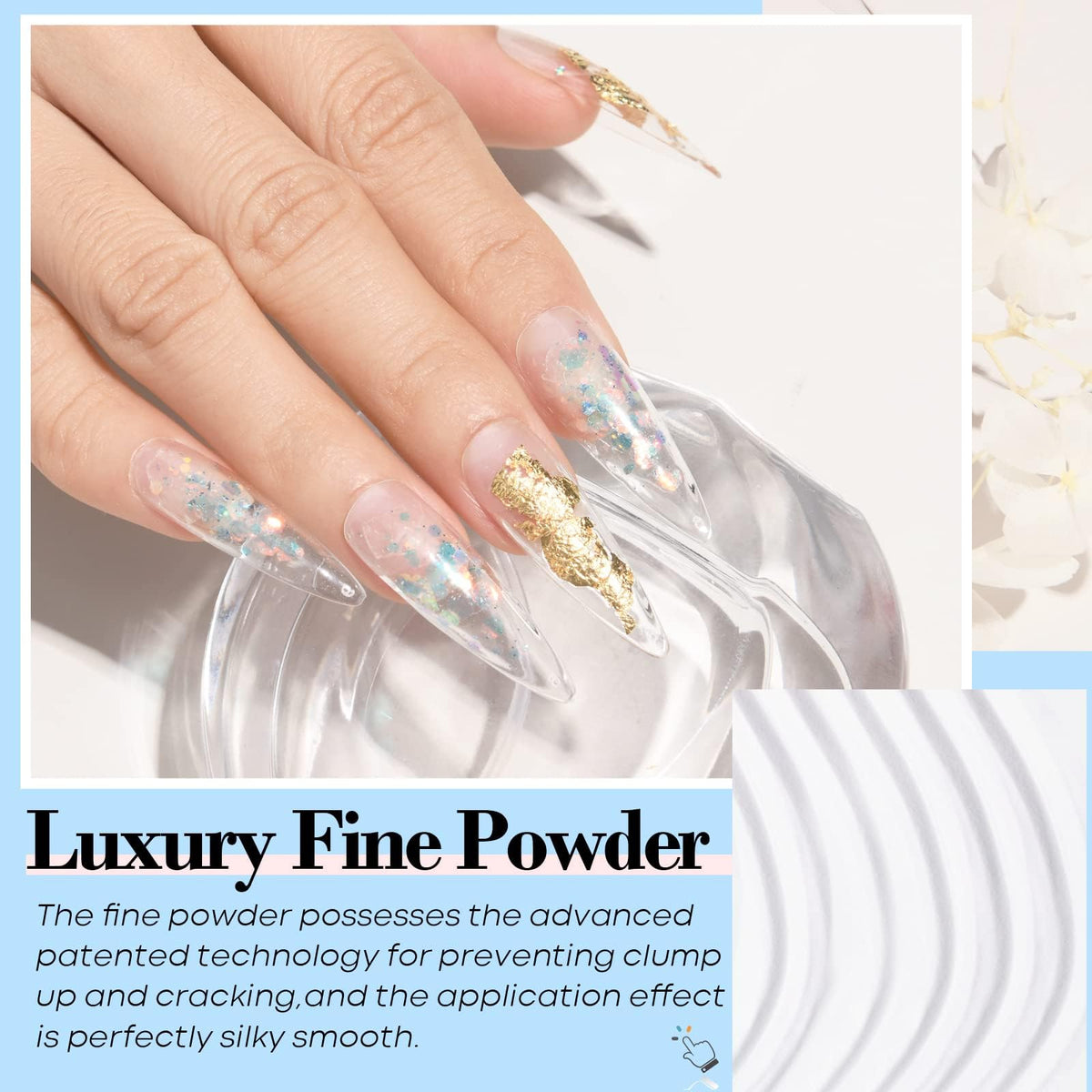 AZUREBEAUTY Pro 60g Clear Dip Powder application step