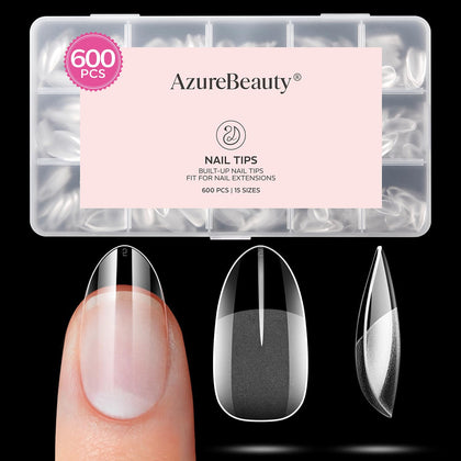 AZUREBEAUTY Short Almond Nail Tips 600pcs front view