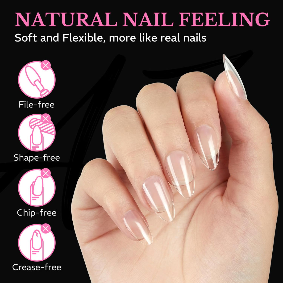 AZUREBEAUTY Short Almond Nail Tips with manicure tools