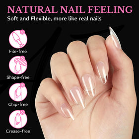 AZUREBEAUTY Short Almond Nail Tips with manicure tools