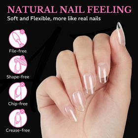 AZUREBEAUTY Short Oval Round Nail Tips 600pcs assorted sizes