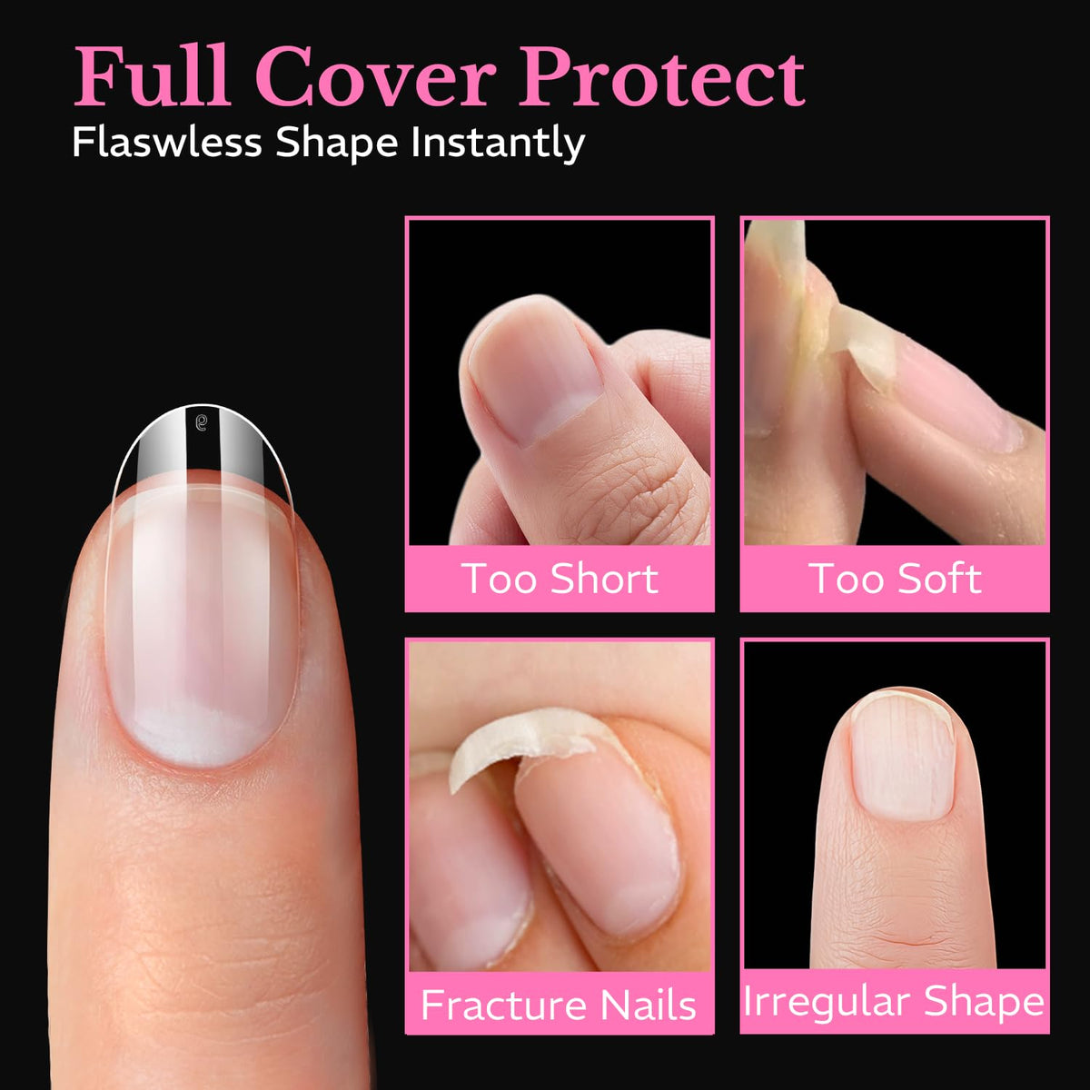 AZUREBEAUTY Short Oval Round Nail Tips in use on natural nails
