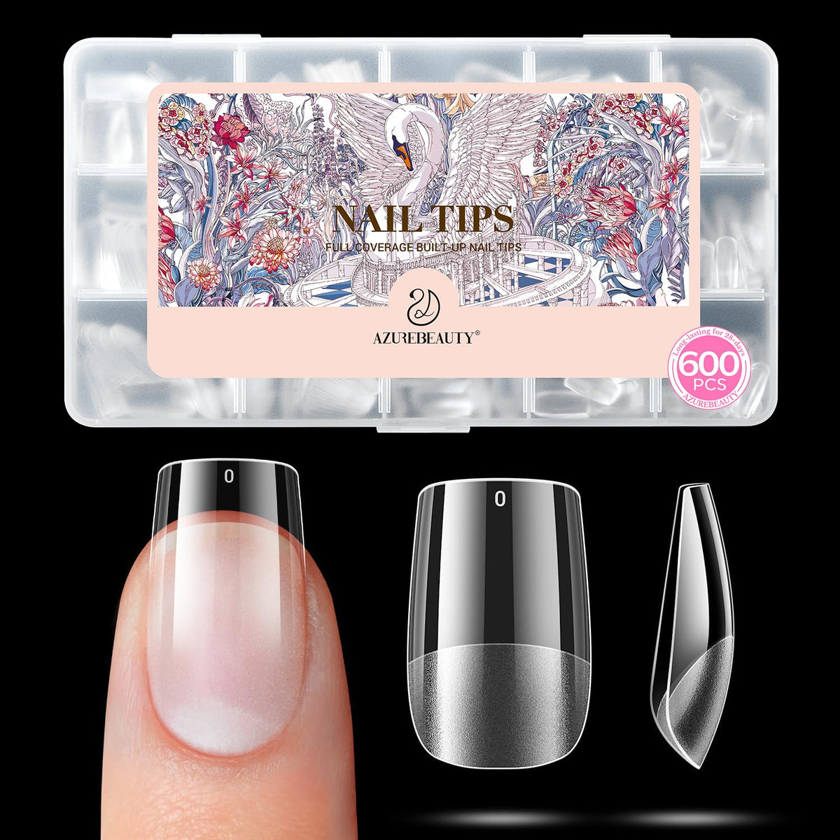 AZUREBEAUTY Short Square Nail Tips 600pcs front view