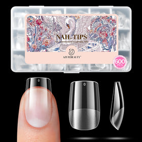 AZUREBEAUTY Short Square Nail Tips 600pcs front view